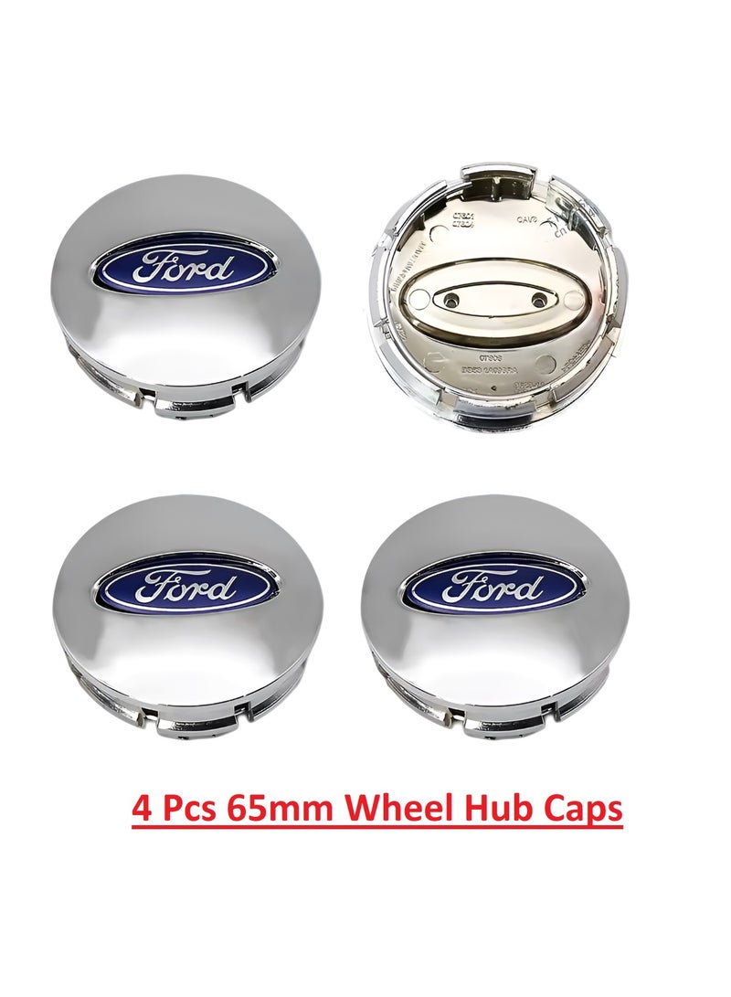 فورد أغطية مركز عجلات السيارة مقاس 65 مم باللون الفضي المطفي لسيارات فورد | طقم 4 قطع | تركيب سهل - Image 4